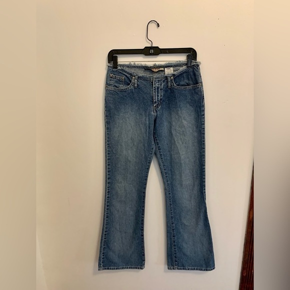 Y2K VTG Paris Blues Low Rise Jean Flare Fray No Waistband Light Medium Wash 2000 - Picture 9 of 15